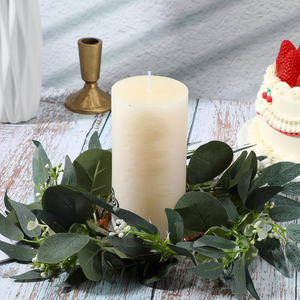 Boho Eucalyptus Candle Rings — Set of 10