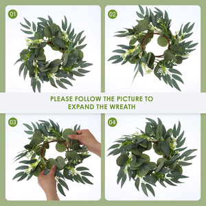 Boho Eucalyptus Candle Rings — Set of 10