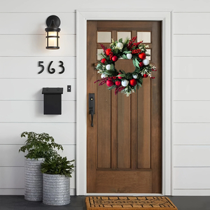 24" Christmas Wreath with Berry Clusters & Ball Ornaments