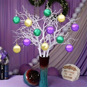 Mardi Gras Glitter Ornaments — 12pcs