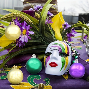 Mardi Gras Glitter Ornaments — 12pcs