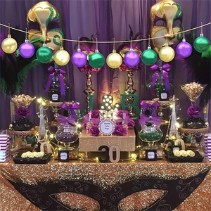 Mardi Gras Glitter Ornaments — 12pcs