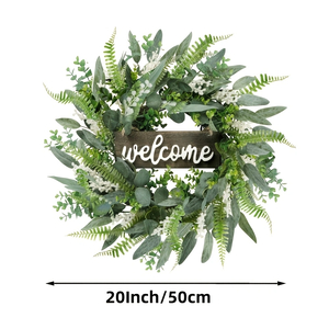 20" Welcome Eucalyptus Wreath with White Berries