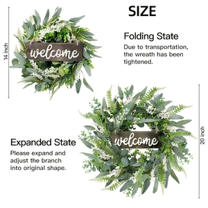 20" Welcome Eucalyptus Wreath with White Berries