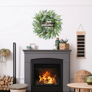 20" Welcome Eucalyptus Wreath with White Berries