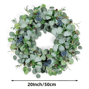 20" Handmade Eucalyptus & Olive Leaf Wreath with Berries