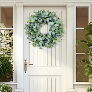 20" Handmade Eucalyptus & Olive Leaf Wreath with Berries