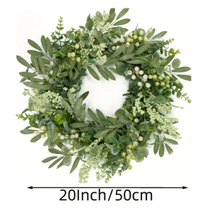 20" Eucalyptus & Olive Leaf Wreath with Berries