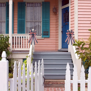 Large July 4th Patriotic Wreath Bow — Red & Blue American Flag Star Bow