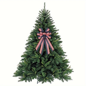 Large July 4th Patriotic Wreath Bow — Red & Blue American Flag Star Bow