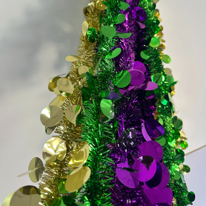 6pcs 94.49inch Festive Wreath Decorations — Purple, Green & Golden Metallic