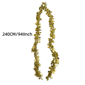 6pcs 94.49inch Festive Wreath Decorations — Purple, Green & Golden Metallic