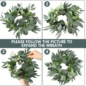 Boho Decorative Eucalyptus Candle Rings — Set of 6