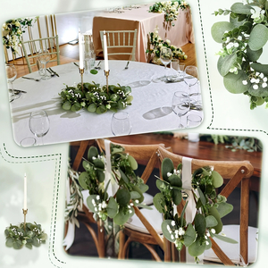 4pcs Eucalyptus & Baby's Breath Floral Candle Ring Wreaths