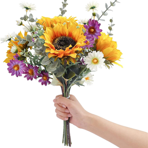 Artificial Sunflower Cemetery Bouquet — Fall Floral Arrangement