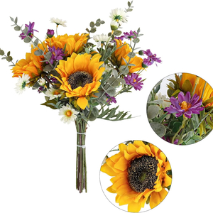 Artificial Sunflower Cemetery Bouquet — Fall Floral Arrangement