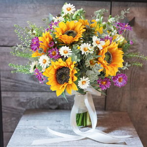 Artificial Sunflower Cemetery Bouquet — Fall Floral Arrangement