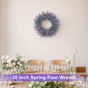 20 Inch Summer Spring Lavender Wreath for Front Door