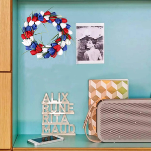 15" Patriotic Tulip Wreath — Red, White & Blue American Flag Design