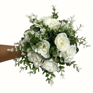 Ivory White Foam Roses with Stems — 50pcs