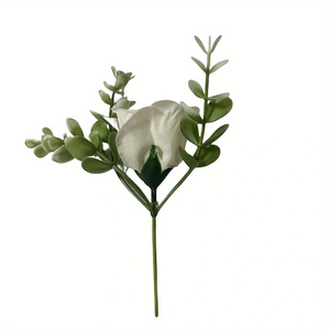 Ivory White Foam Roses with Stems — 50pcs