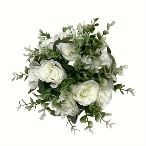 Ivory White Foam Roses with Stems — 50pcs
