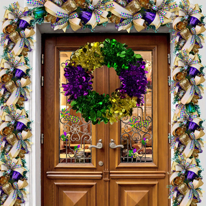18" Mardi Gras Wreath — Purple, Gold & Green