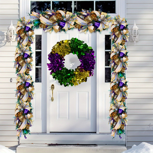 18" Mardi Gras Wreath — Purple, Gold & Green