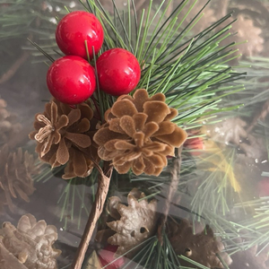 Artificial Pine Picks with Red Berries & Pinecones — 24pcs review photo