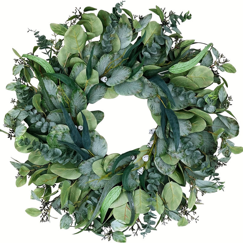 20" Welcome Eucalyptus Wreath with White Berries