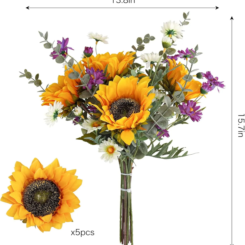 Artificial Sunflower Cemetery Bouquet — Fall Floral Arrangement - Preview