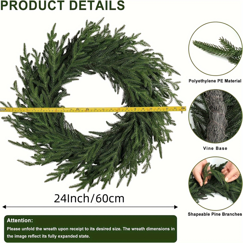 24" Artificial Pine Christmas Wreath - Preview