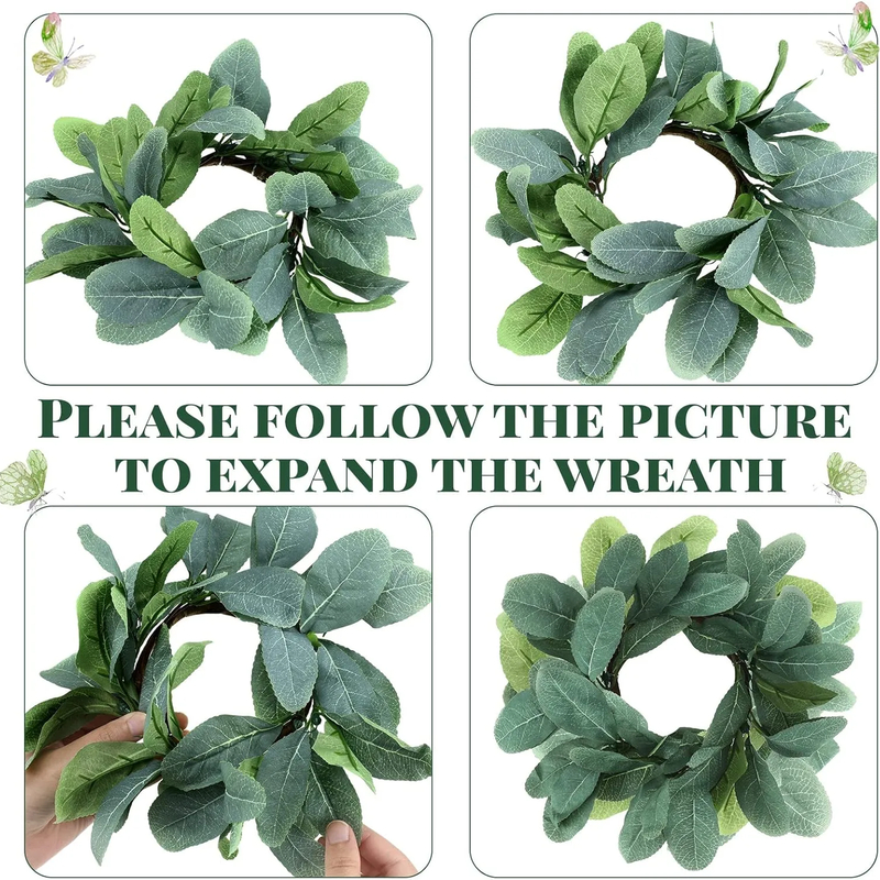 20Pcs Eucalyptus Candle Rings — Boho Greenery Wreaths for Pillar Candles - Preview