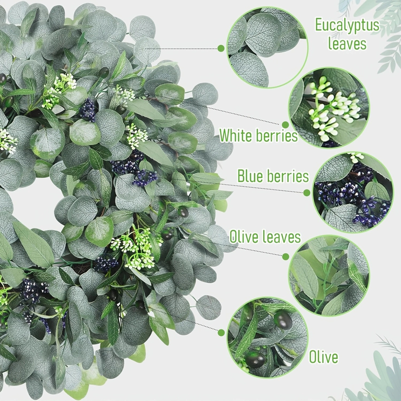 24" Eucalyptus Leaf Wreath - Preview