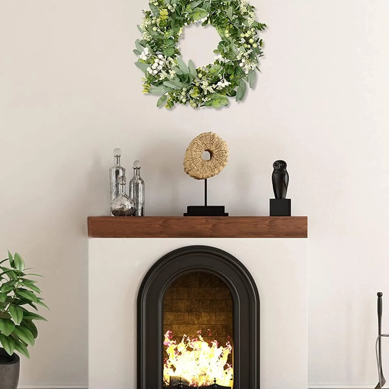 20" Green Eucalyptus & Boxwood Wreath with Berries — Year Round Front Door