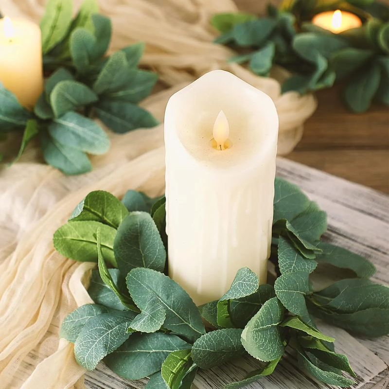20Pcs Eucalyptus Candle Rings — Boho Greenery Wreaths for Pillar Candles