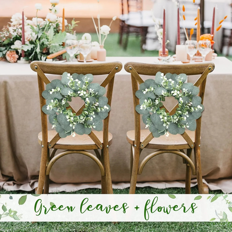 20Pcs Eucalyptus Candle Rings — Green Round Wreaths for Pillar Candles