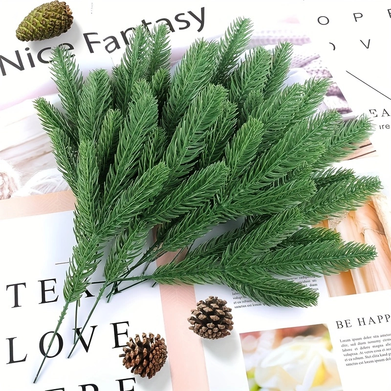 50pcs Artificial Pine Branches — Green Pine Needles for Wreaths & Garland - Preview