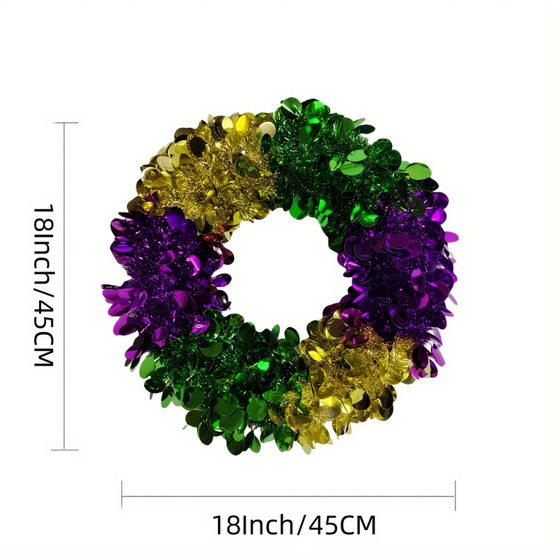 18" Mardi Gras Wreath — Purple, Gold & Green - Preview